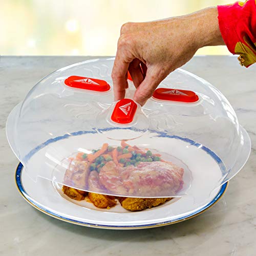 OzBSP Magnetic Microwave Plate Cover Splatter Guard with Steam Vents and Strong Magnets