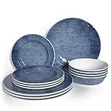 Barnyard Designs 12-piece Melamine Dinnerware Set, Durable Chip-Resistant Dishware for...