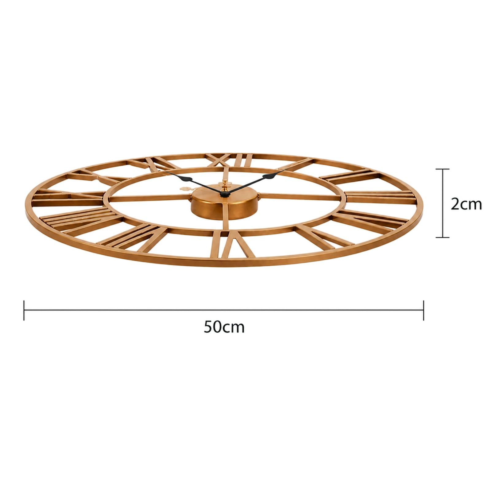GUDEMAY Reloj de Pared Modernos Grande de 50 cm | Reloj de Pared Vintage Metálico con Números Romanos, Silencioso Sin Tic-TAC | Ideal para Sala, Cocina, Dormitorio, Oficina y Hogar