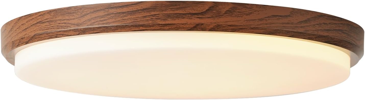ANYLOVE Modern Flush Mount Ceiling Light Fixture, 3000K 4000K 6000K Adjustable?Round Ceiling Light for Bedroom Hallway Bathroom Kitchen (Walnut Wood Grain, 16 Inch) Walnut Wood Grain 16 Inch