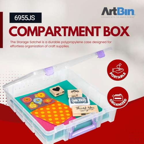 Image of ArtBin Essentials 12 x 12 One-Compartment Craft Box, Clear | One Open Compartment, 15.25 x 14 x 3.5 Inches, Secure Latches, Stackable, Durable Polypropylene