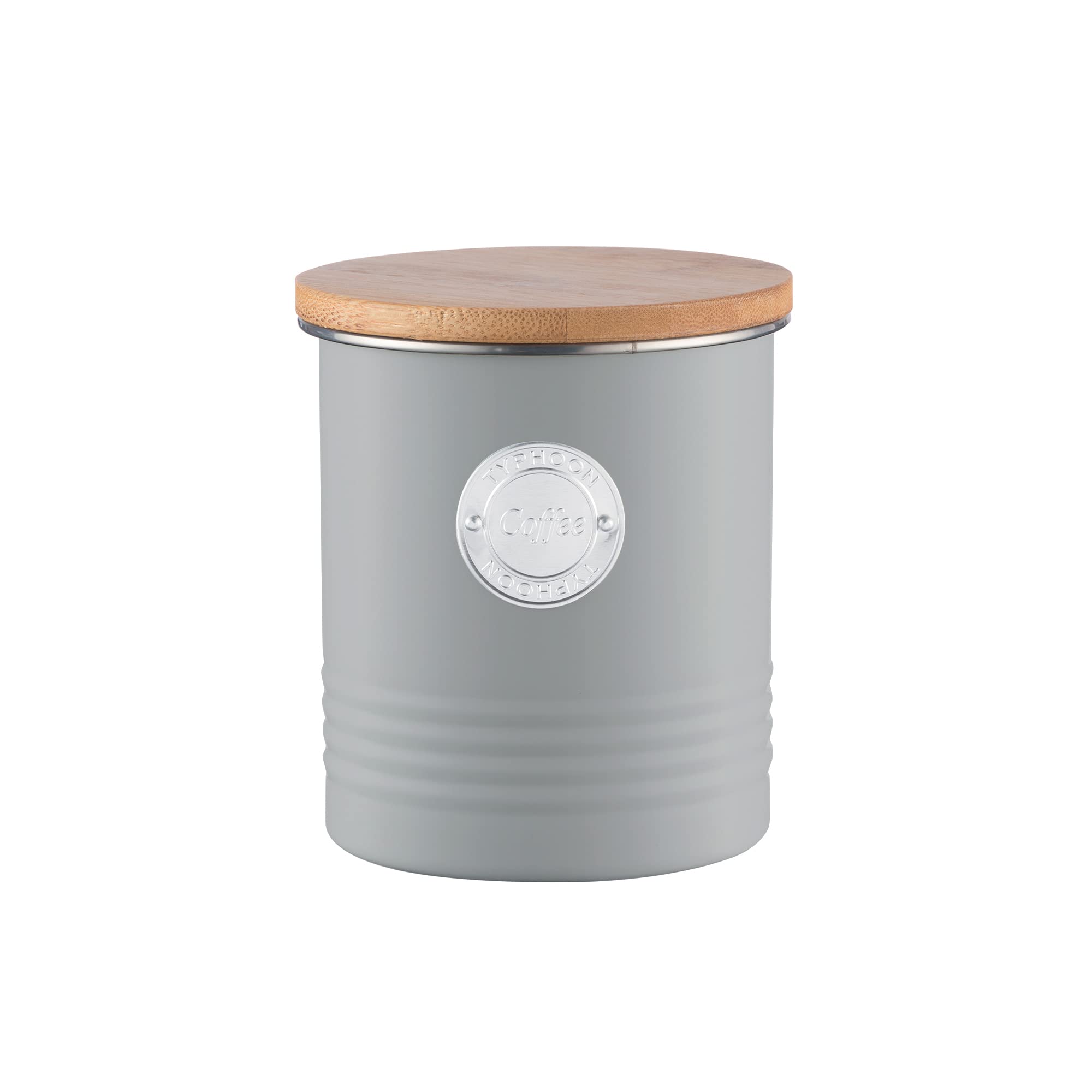 Coffee Canister Vintage Grey Metal Tin Labelled Storage Container Jar Organiser