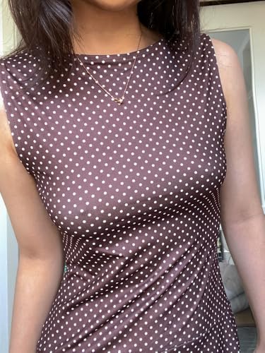 Image of Polka Dot Mini Dress for Women Sleeveless Tank Halter Dress Vintage Downtown Girl Clothes Party Going Out