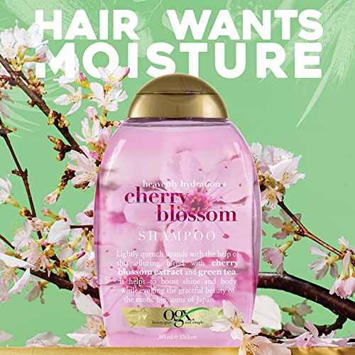 Image of OGX Heavenly Hydration Cherry Blossom Shampoo 13 Ounce (Pack of 6); Sulfate Free Surfactants Shampoo Volumize Shine and Moisturize With the Grace of a Cherry Blossom For Most Hair Types