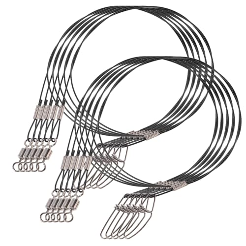 10 piezas líderes para pesca 50 cm acero inoxidable negro