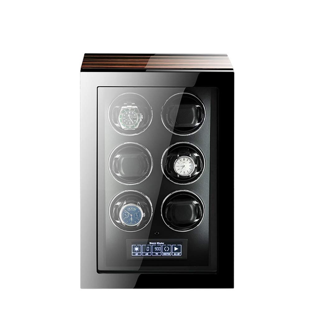 CGCSYZ Automatic Watch Winder With Light Quiet Motor LCD Touchscreen Display And Remote Control LED Backlight Adjustable Watch Pillows For Universal Watch (6+0)