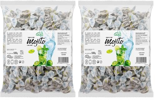 Caramelos Cerdán - Yokolín Caramelo Sabor Mojito | Bolsa de 150 Uds Aprox. - 500 grs | Caramelo Duro Sin Gluten ni Alérgenos | Ideal para Fiestas, Eventos y Cumpleaños (Paquete de 2)