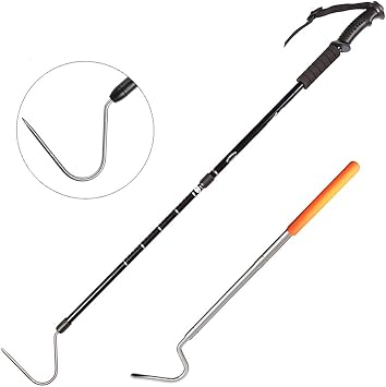 YomyRay الأفعى هوك الزواحف Grabber حشرجة الموت الأفعى الماسك الفولاذ المقاوم للصدأ وسبائك الألومنيوم تسليم أداة 3-قسم قابل للتمديد 135 سم/53 بوصة