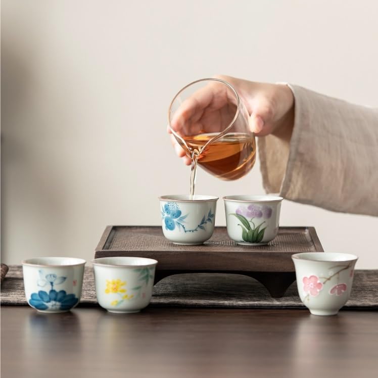 Filiżanka do herbaty Chiński kubek do herbaty, podróżny kubek do kawy, ręcznie malowany kubek do herbaty, kolor emaliowany ceramiczny kubek do herbaty, zestaw chińskich filiżanek do herbaty
