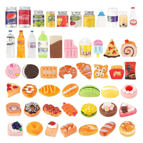 HQRKOTM 50 Pièces Mini Jouet de Boisson Miniatures Objet pour Mini Maisons de Poupées (Style Aléatoire) pour Décorer Les Tables Miniatures Dinette