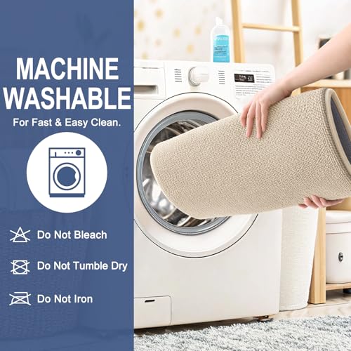 Image of OLANLY Thick Memory Foam Bathroom Runner Rugs 70x24, Extra Soft Absorbent Long Bath Rug, Quick Dry Bath Mats, Non-Slip, Machine Washable Mat for Bathroom, Tub and Shower, Home Decor Accessories, Beige