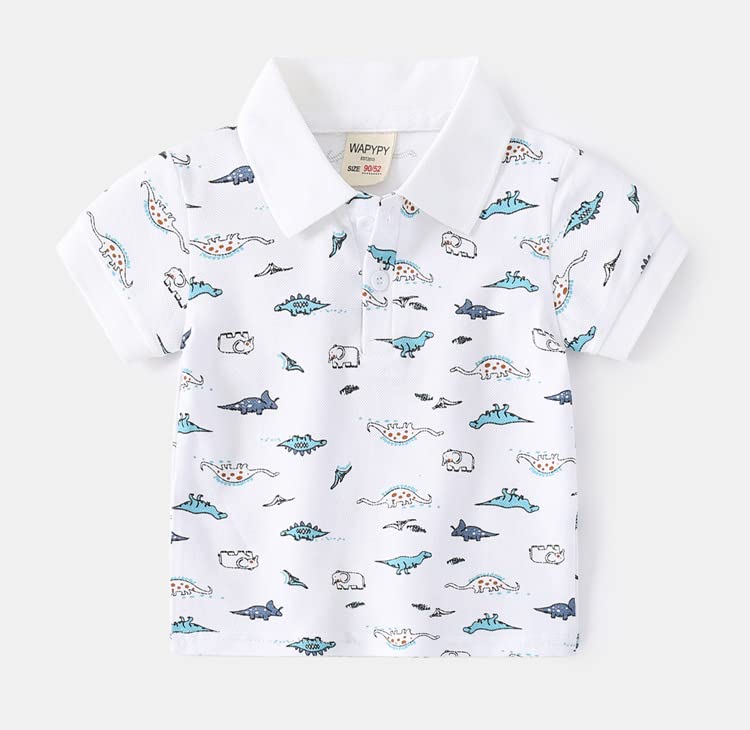 Meufam Toddler Baby Boys Color Block Polo Shirts Summer Cute Short Sleeve Lapel Button Snap Henley Tee Shirt (White,110/3-4 Y,Unisex,Big Kid,US,Age,3 Years,4 Years)