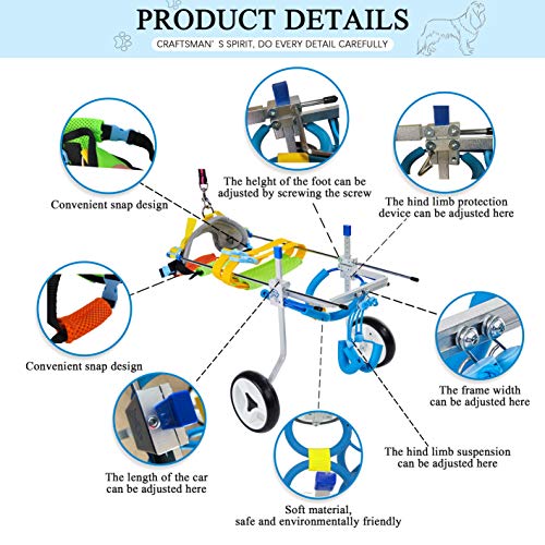 HobeyHove Adjustable Dog Wheelchair/Cart for Back Legs,Pet/Doggie Doggy Wheelchairs with Disabled Hind Legs Walking,Light Weight (7-Size(7-Size)(XS) - Image 7