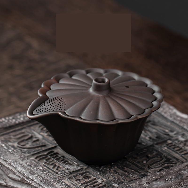 Ceramiczny dzbanek, ręcznie rzeźbiony ceramiczny czajniczek w kształcie płatka, chiński zestaw do herbaty Gaiwan Kung Fu, zaparzacz do herbaty Pu'er