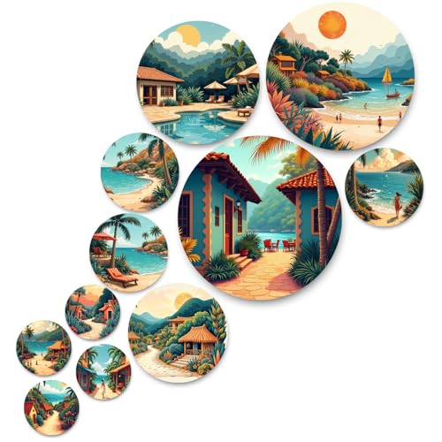 Image of RADIQORE Set of 11 Designer MDF Wooden Wall Hanging for Home Decoration | Office | Gift | Wall Decor Hanging Items | Wall Art | Living Room | Bedroom (House)