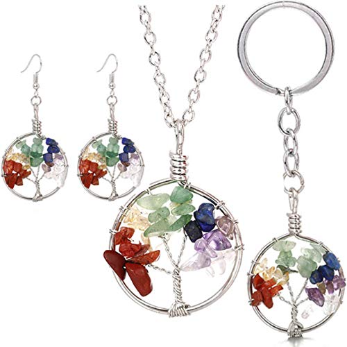 Boucles d'oreilles reiki arbre de vie cadeau spirituel pour femme