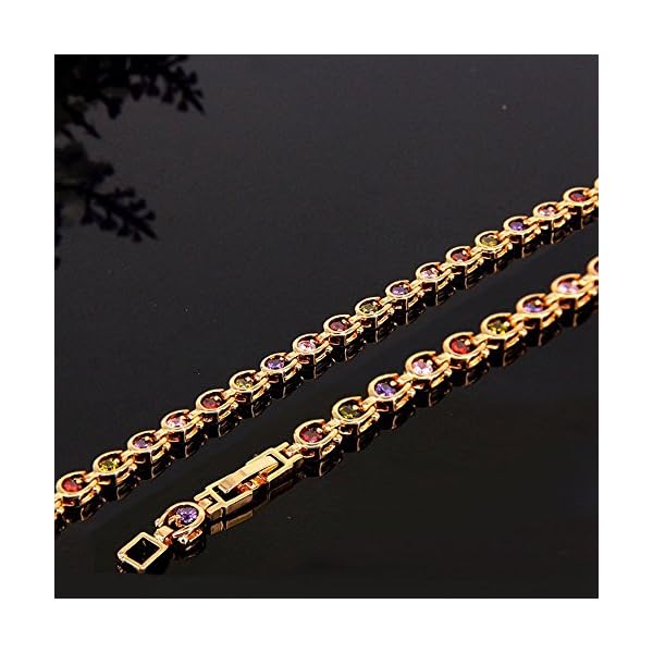 Women Bracelets, 18K Multi-Gemstone and Diamond Tennis Bracelet Gold Heart Bracelets for Women (Diamond Bracelet)