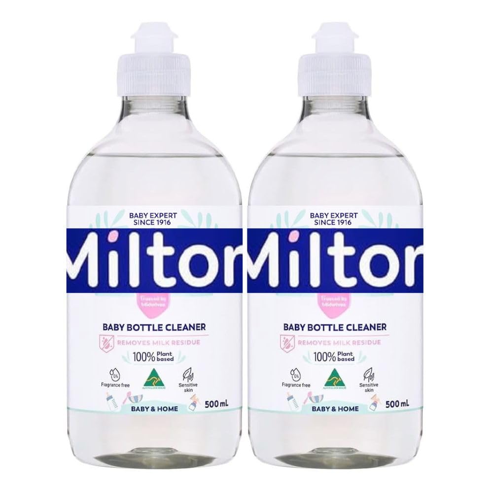 MiltonBaby Bottle Cleaner 500ml x 2, Teat White Milk Film Residue Remover Hygiene Household Desinfectant Wash for Sensitive Skin with Welari Thank You Card | (2pack)