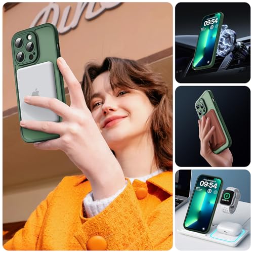 Image of TOCOL for iPhone 13 Pro Max Case, Compatible with Magsafe Charger, Full Camera Protection, Translucent Matte for iPhone 13 Pro Max iPhone Case 6.7 inch (Alpine Green)