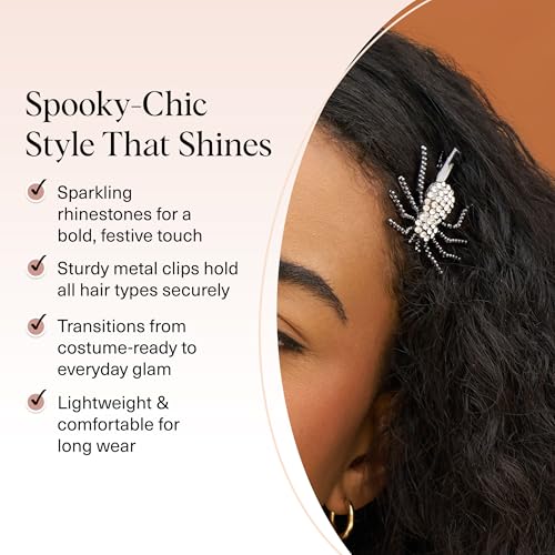 Kitsch Spider Hair Clips for Women - 2 Pcs | Rhinestone Hair Accessories with Strong Grip – Sparkly Barrettes for Styling & Everyday Hairstyles - image 3