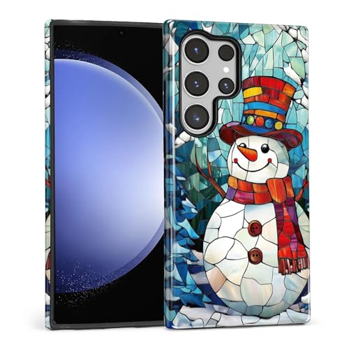 TAMEFOX Case for Samsung Galaxy S24 Ultra,Anti Drop Scratch Frosted Protective Cover Case for Women Girl-Gorgeous Winter Christmas Snowman - image 7