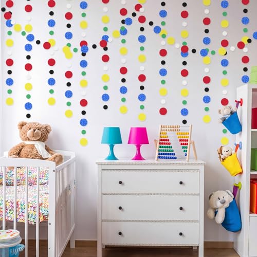 Image of Outus 10 Pieces Colorful Circle Garland Banner Hanging Paper Dot Decorations for Classroom, Birthday Party, Baby Shower, Wedding Backdrop & Photo Booth Graduation Decor (Classic Color)