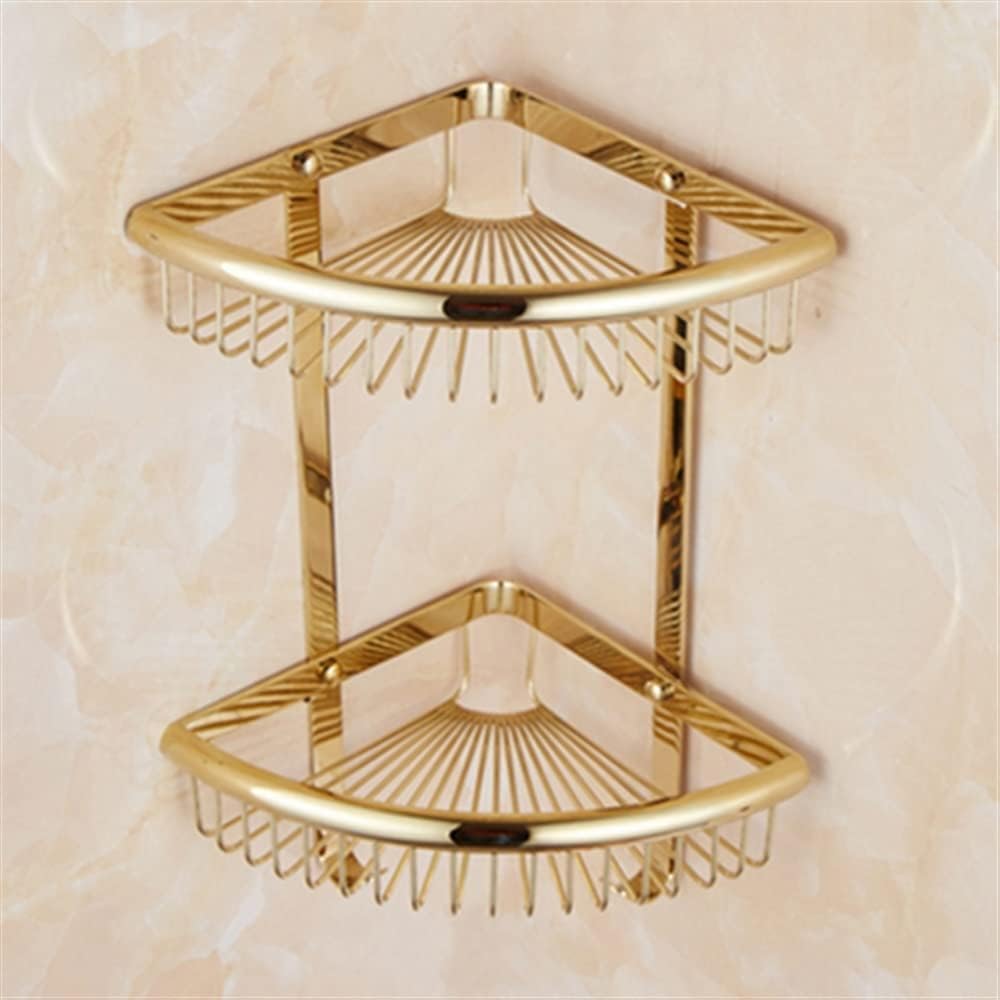 LRTYZBD Corner Shower Caddy Floating Shelves Bathroom Shelfs Crystal Brass Storage Rack Shampoo Holder Bathroom Accessories Wall Mounted