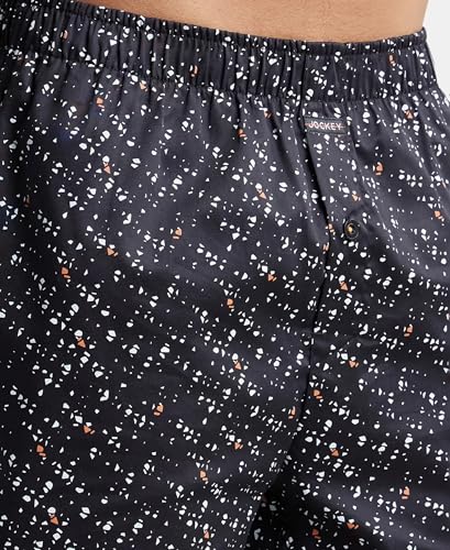 Image of Jockey NY07 Men's Super Combed Cotton Satin Weave Printed Boxer Shorts with Side Pocket