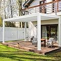 Domi Louvered Pergola 10X13FT with Adjustable Louvered Roof and Drainage Gutter, Outdoor Aluminum Pergola Gazebo for Patio, Backyard, Deck, White