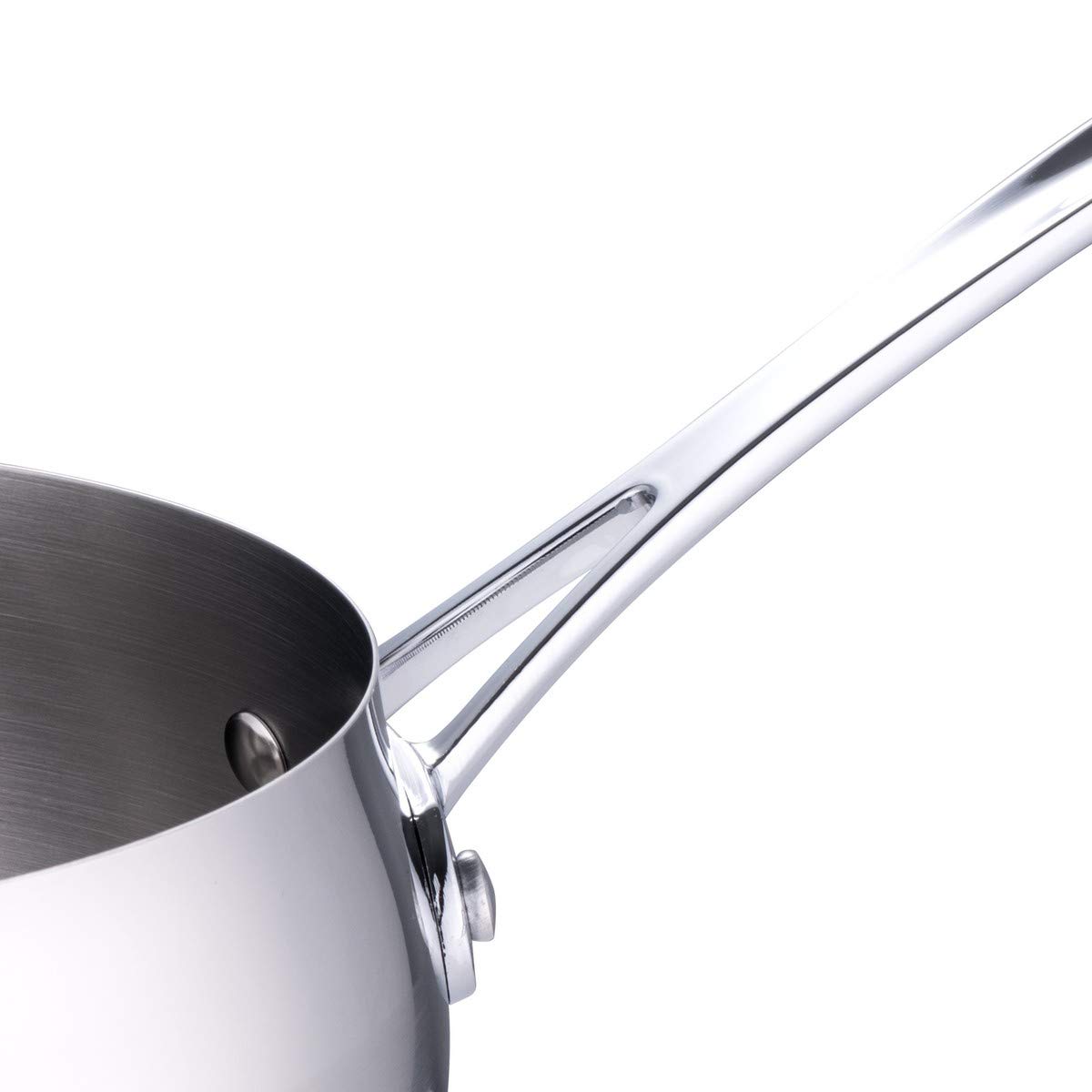 Kamberg - Batterie 5 Casseroles inox 12 / 14 / 16 / 18 / 20 cm - Acier Inoxydable Haute Qualité - Poignée anti chaleur Argent Design - Forme POMME - Bec verseur - Tous Feux dont Induction - 0008115