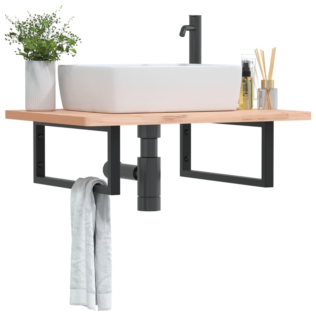 2 soportes para lavabo, color negro, rectangulares, de acero, 20 x 50 cm, montaje en pared para soporte de consola y estante en el baño o la cocina