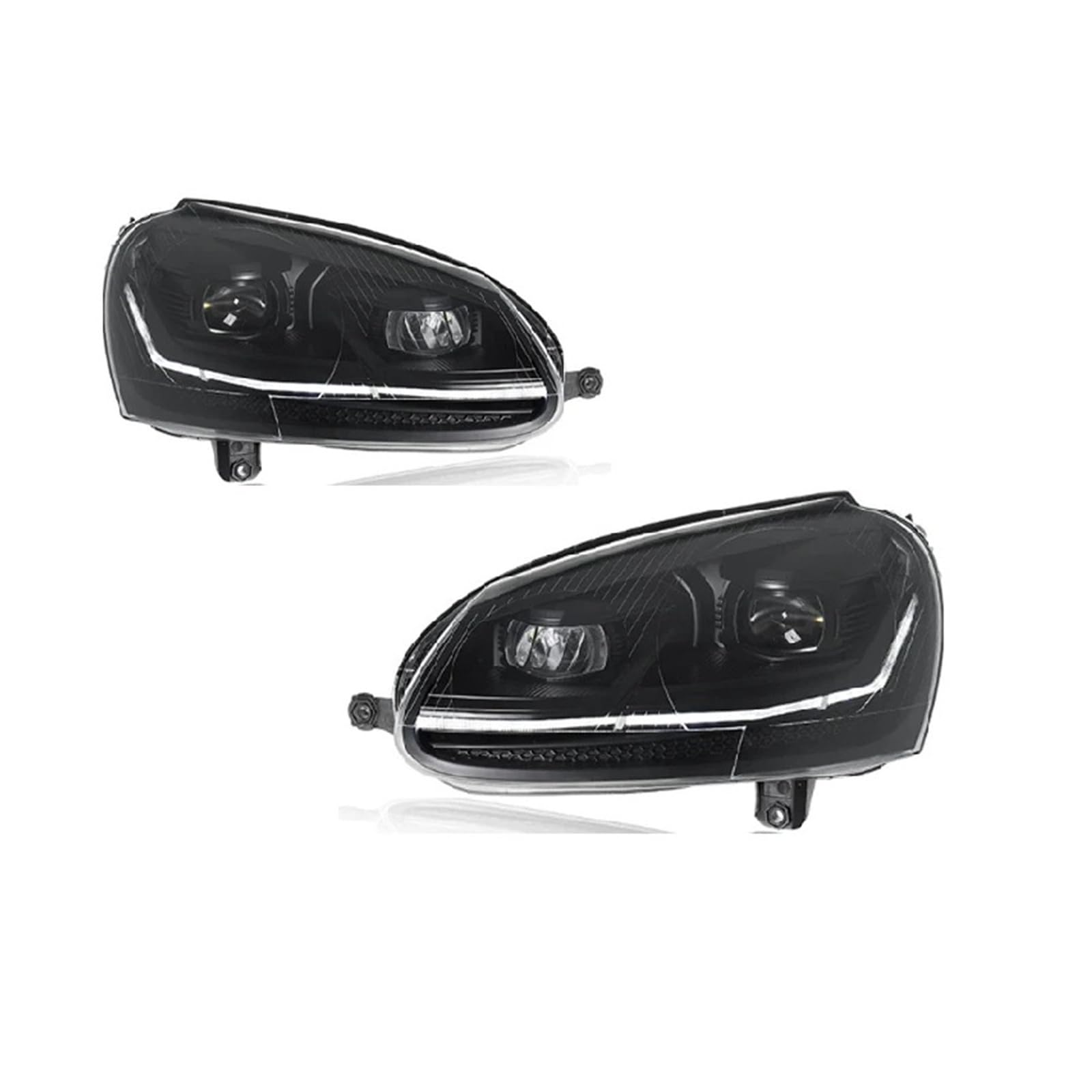 Pasuje do VW GOLF 5 MK5 03-11 w nowym stylu pełna dioda LED DRL reflektor samochodowy montaż sygnału akcesoria samochodowe zmodyfikowana lampa gorące reflektory LED(Smoke one pair)