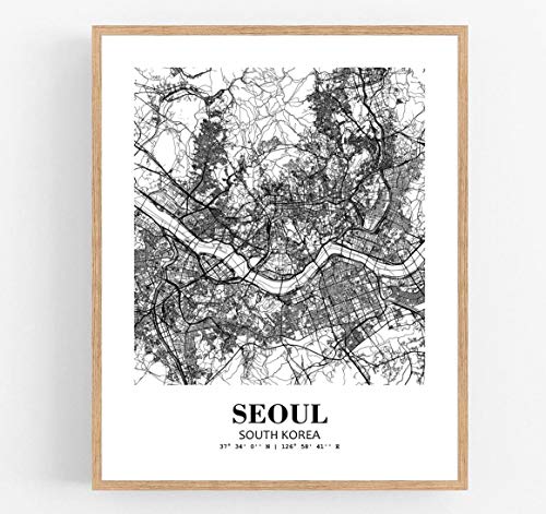 Eleville 8X10 Unframed Seoul South Korea City View Abstract Road Modern Map Art Print Poster Wall...