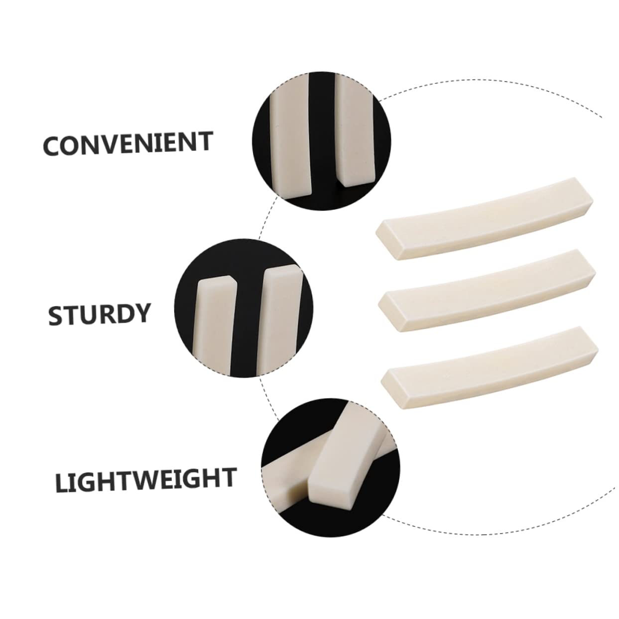 VANZACK 3Pcs Natural Bone Guitar String Nuts Durable Guitar Accessories for Enhanced Tone and Sustain Easy Installation for Electric and Acoustic Guitars Replacement Parts