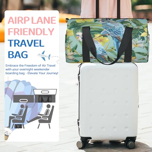Tropical Spring Floral Bird Travel Duffel Bag for Women and Men, Sport Tote Gym Bag Carry on Weekender Overnight Bags3