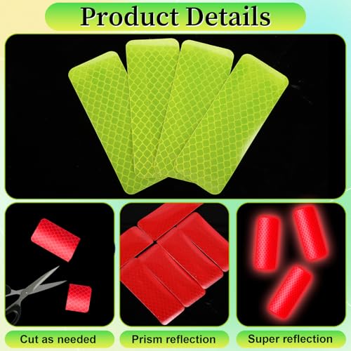 Image of Giantree 40 PCS Reflective Stickers, Warning Reflective Stickers, Safety Night Visibility Adhesive Waterproof Reflectives Tape Sticker for Vehicle Motorcycle Bicycle, 1.18 x 3.14 Inch
