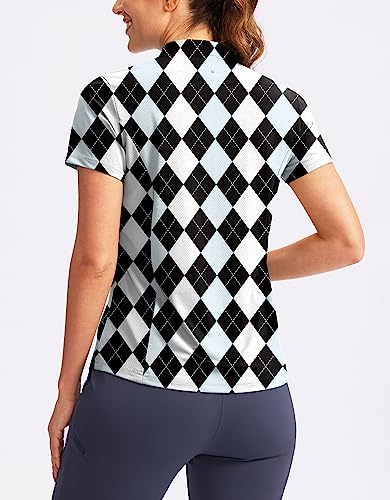 Image of Obla Women's Golf Polo Shirt V-Neck Short Sleeve Collarless Quick Dry Tennis Running T Shirt Golf Tops for Women