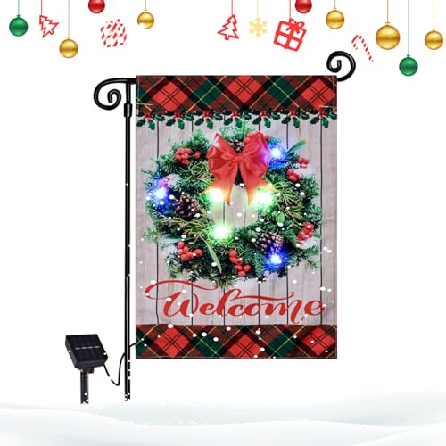Bandera de jardín con luz solar para decorar el patio en invierno y exteriores