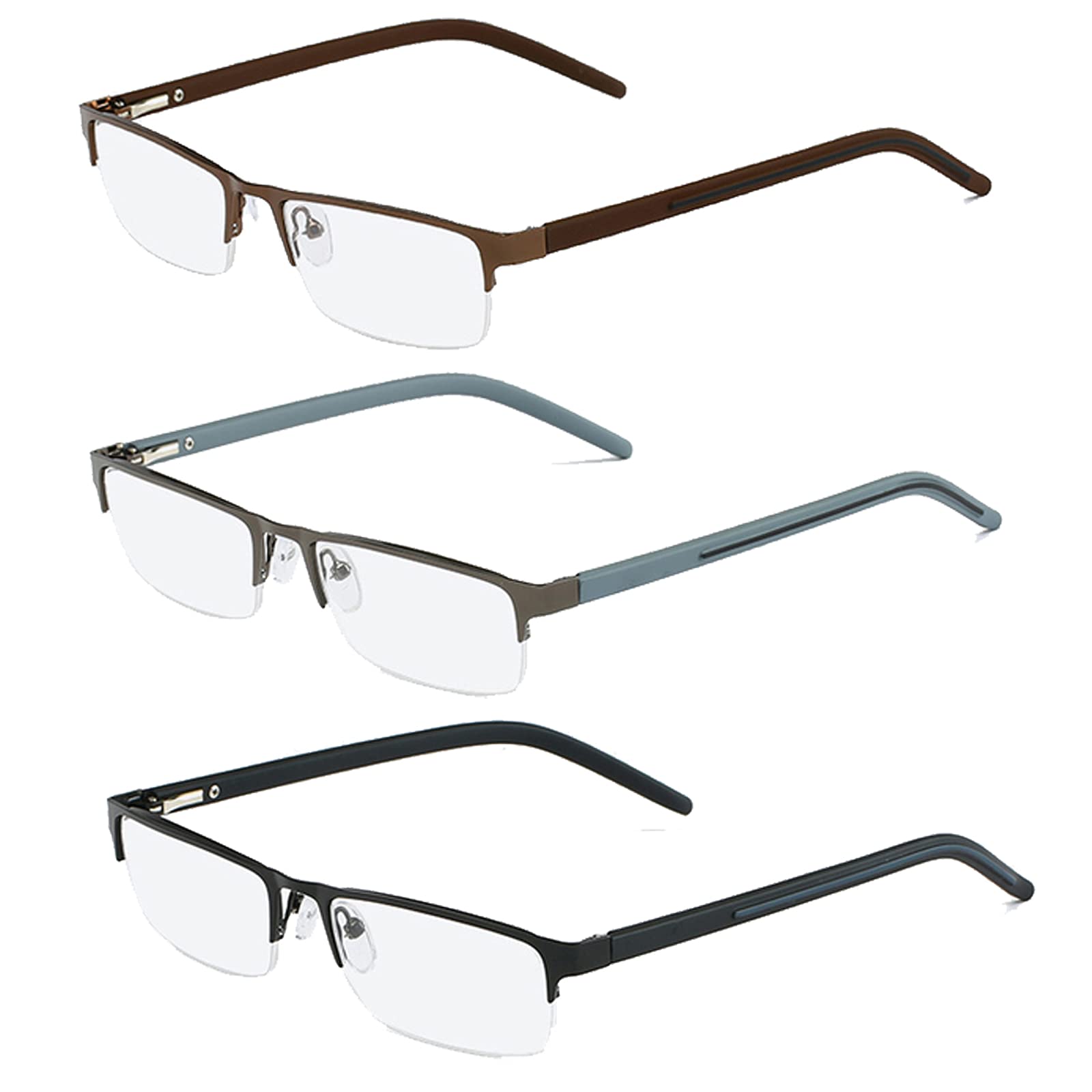 DZQUY Receta de Negocios Gafas Retro Gafas de Lectura aleación de Titanio no esféricas de Capa Lentes recubiertas adecuadas para Uso frecuente del Ordenador Tablet TV,3 Pack Mixed Color,+2.00