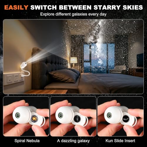 Image of 2-in-1 Galaxy Projector Night Light,USB Star Projector with Adjustable Brightness,Mini LED Wall Projection Lamp,360 Rotation Mini Galaxy Light Projector for Bedroom Ceiling Wall Room Deco