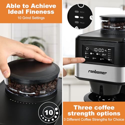 Ranbomer Coffee Maker With Grinder, 10 Cup Coffee Machine,Programmable Grind & Brew thumb #2
