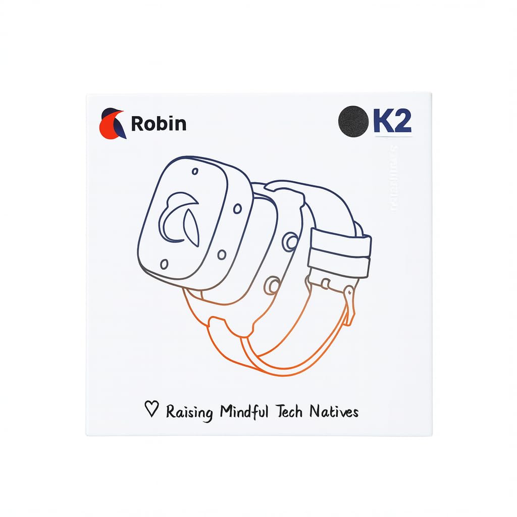 Robin K2 – Reloj Teléfono 4G GPS para Niños | Sin Juegos, Ni Redes Sociales, Ni Distracciones – Llamadas Seguras, Chat, SOS, Modo Clase, Linterna, Podómetro, App Familiar Robin (Sin SIM, Negro)