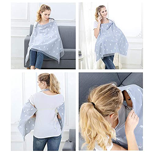 Privacy Nursing Covers, Breast Feeding Cover With Breathable Lace Screen Yarn, 360 Nursing Cover Privacy Breastfeeding Protection For Breastfeeding Baby Mom Gifts（Grey） #TOP4