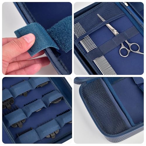 Boobowl Haarschneider Zubehör Tasche für Clipper und Zubehör, Men Hair Trimmer Box, Portable Clipper Aufbewahrungshalter für Haarschneiden, Guard Grooming Kit und Barbers Set (Nur Box) - (Blau)