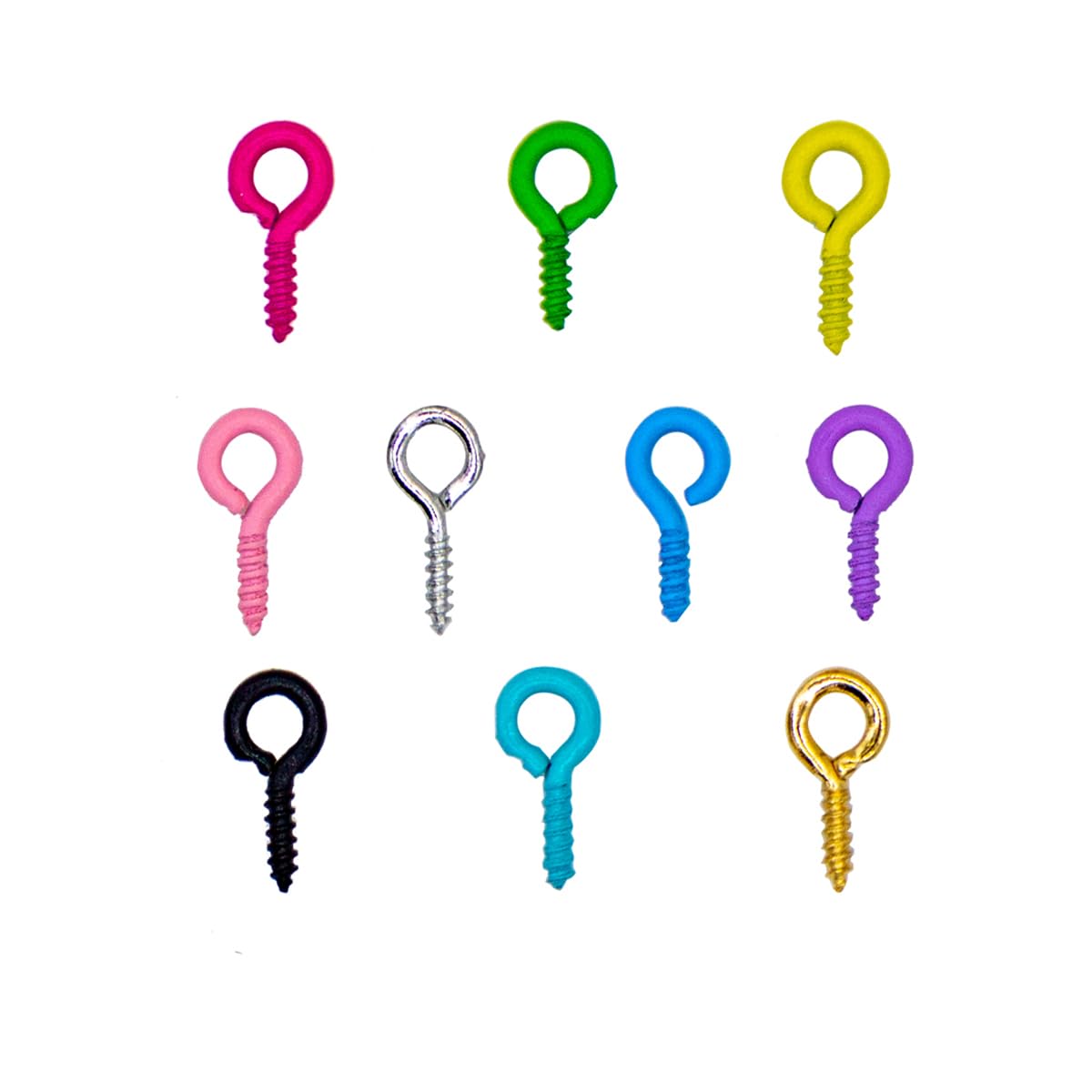 Tutuxio 1000pcs Colorful Mini Screw Eye Pins, Metal Screw-in Eye Bolts Eyes Hooks Kit, Mini Eye Screw Self-Tapping Hooks for Jewelry Making DIY