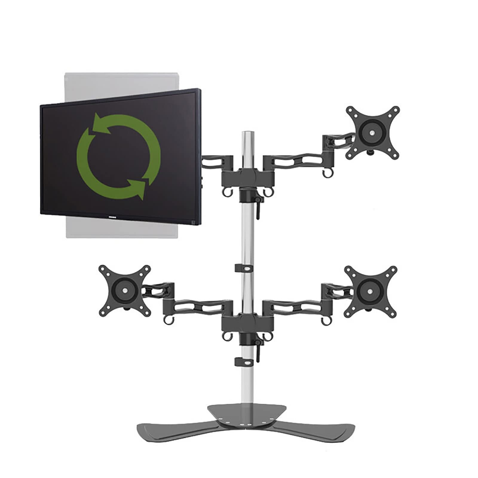 asdchZen Four Monitor Stand Mount,Height Adjustable Monitor Stand With Stabilizing Freestanding Base,Fits 17-27 Inch Monitor,Max 100X100Mm