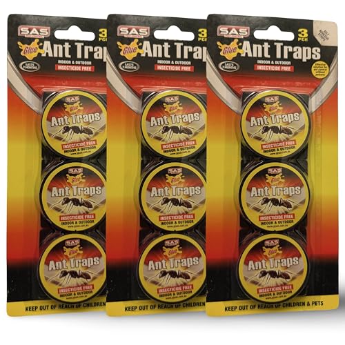 9X Ameisenköderdose - Ameisenköder - Ameisenfalle – Ungiftige Klebefalle zur Überwachung von Ameisen – Geruchslos, sicher für Kinder & Haustiere,...