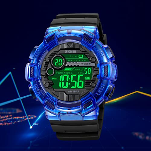 Image of FANMIS Mens Digital LED Sports Watch Military Multifunction Dual Time Alarm Countdown Stopwatch 12H /24H Time Backlight 164FT 50M Waterproof Calendar Month Day Date Watch