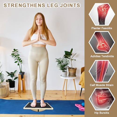 Balance Board Holz, Gleichgewichtstrainer, Wackelbrett Hund, Balance Board Erwachsene, Wackelbrett für Physiotherapie, Balanceboard, für Hunde Training, Wackelpad, für Schreibtisch und Stehpult (A)