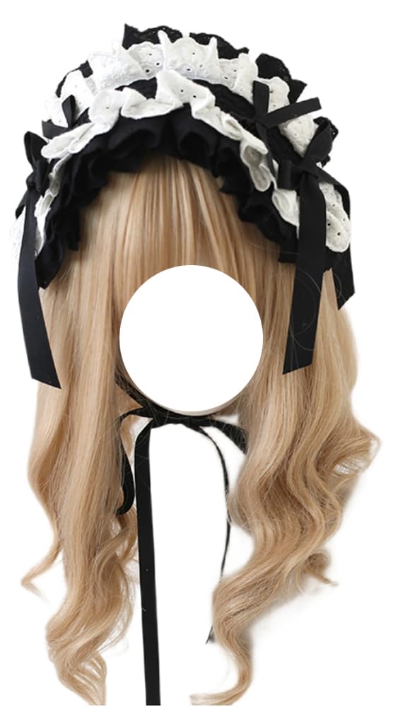 TTYAO REII Gothic Lolita Accessories Headband Girls Hair Accessories Bow Maid Headdress for Cosplay Party